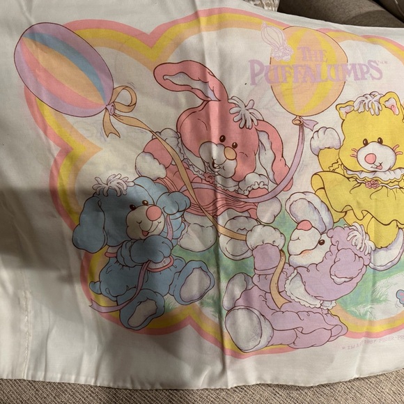 Vintage 1987 Puffalumps Twin Sheet Set Fisher Price Pastel 80s Bedding - Picture 2 of 7